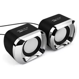 USB 2.0 Wired Stereo Speakers 3.5mm AUX IN (Black)